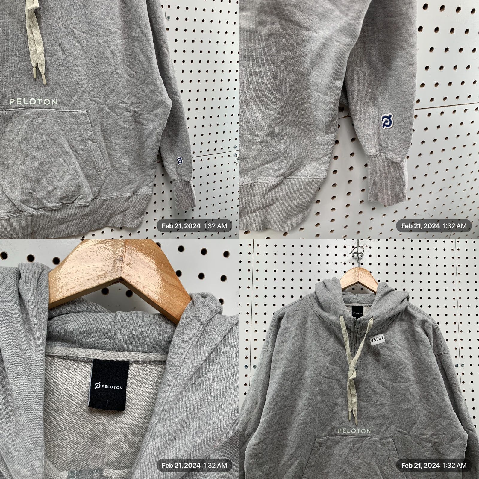 Vintage Peloton Hoodie Mens Large Gray Active Sweatshirt Pullover Workout Cycle 25x26 Size US L / EU 52-54 / 3 - 8 Thumbnail