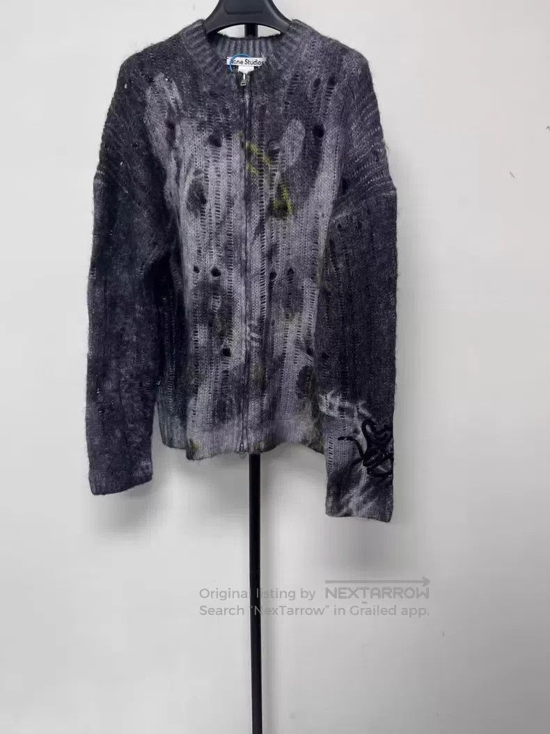 Acne Studios Acne Studios Ripped and Aged Zipper Closure Mohair Knit Sw Size US S / EU 44-46 / 1 - 1 Thumbnail