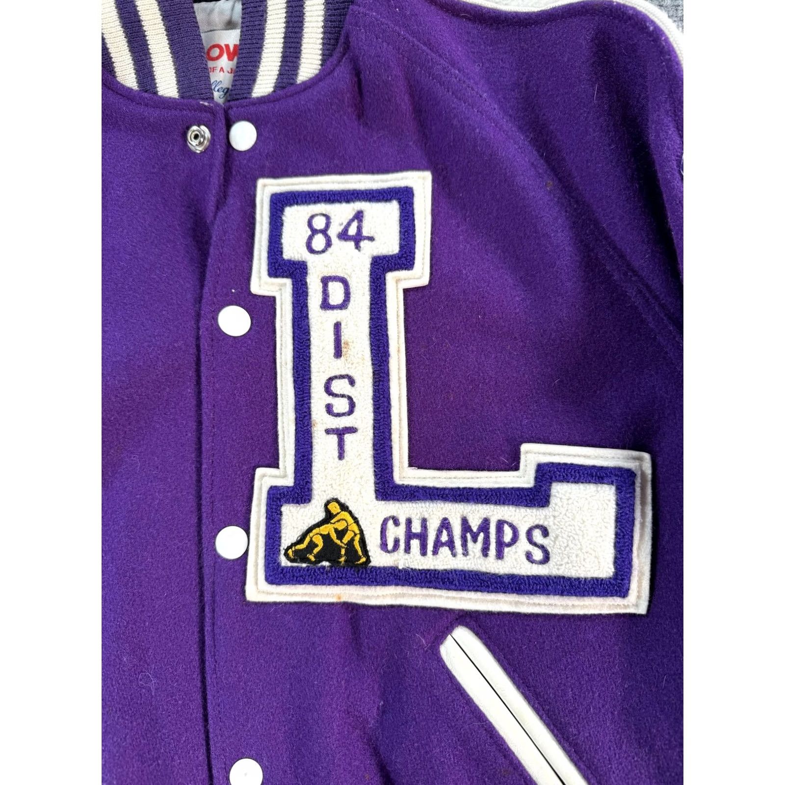 Holloway Vintage Holloway Varsity Jacket Mens 38 Purple LHS Wrestling Letterman 80s Logo Size US XXS / EU 40 - 3 Thumbnail