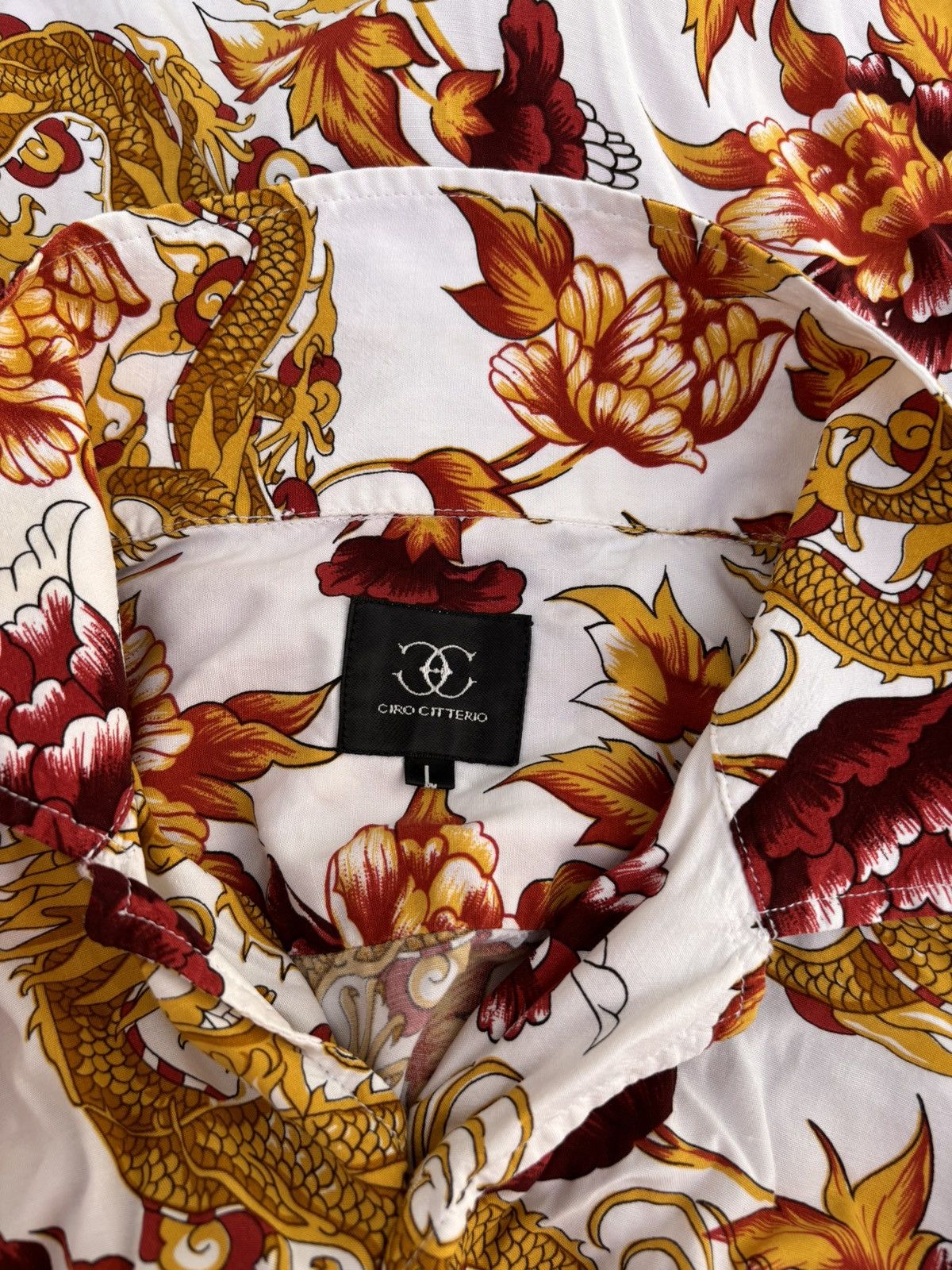 Vintage Ciro Citterio Vintage Dragon Peony Floral Graphics SS Shirt Size US M / EU 48-50 / 2 - 6 Thumbnail
