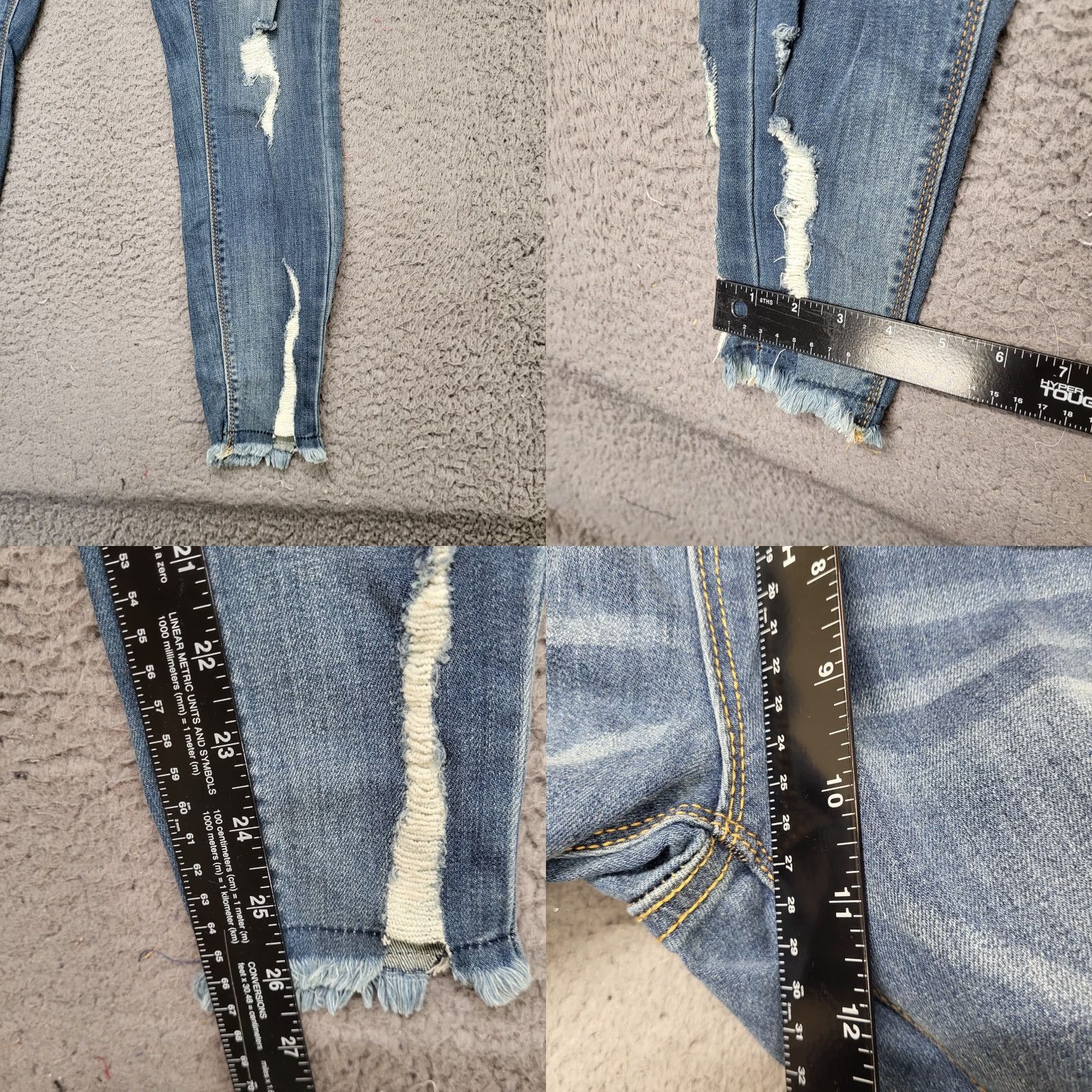 Vintage Indigo Rein Jeans Women 7/27 Denim Distressed High Rise Crop Slim Regular Blue 90s College City Vintage No Size 28" / US 6 / IT 42 - 8 Thumbnail