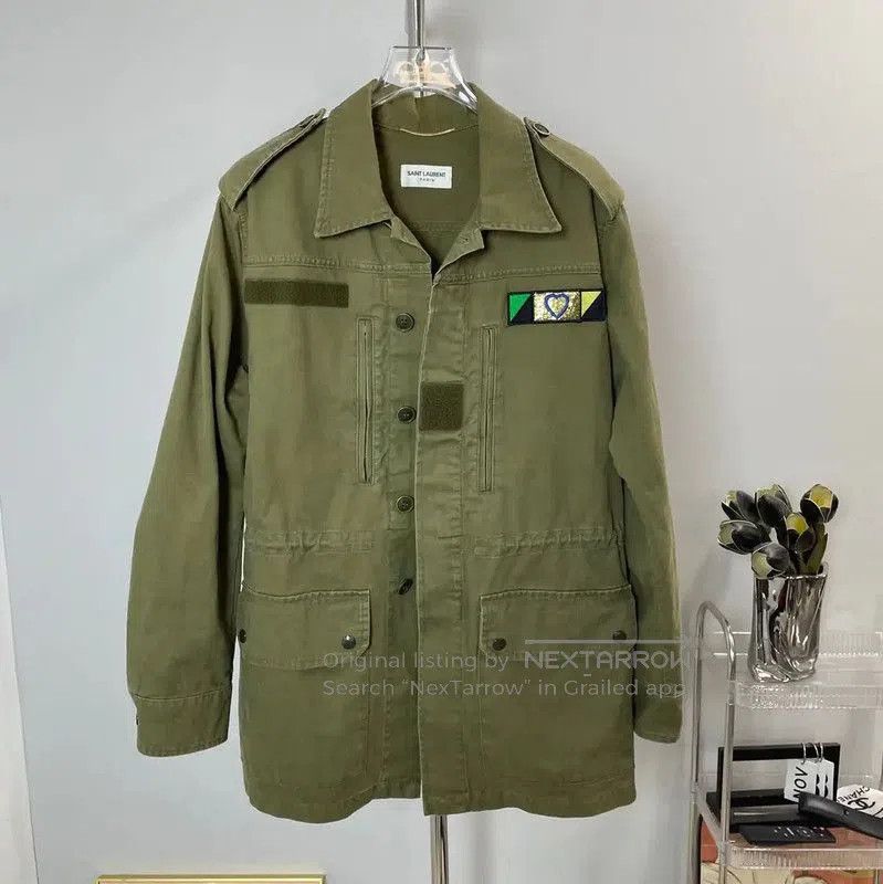 Yves Saint Laurent Saint Laurent Olive Green Cotton Women's Jacket . Size M / US 6-8 / IT 42-44 - 1 Thumbnail
