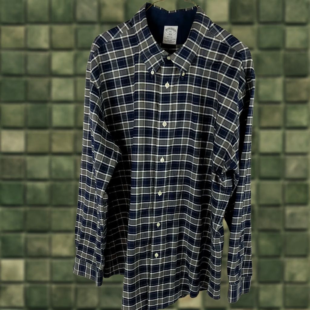 Brooks Brothers Brooks Brothers 1818 Regent Mens Button-Up Blue Plaid Long Sleeve Shirt XXL Size US XXL / EU 58 / 5 - 1 Thumbnail