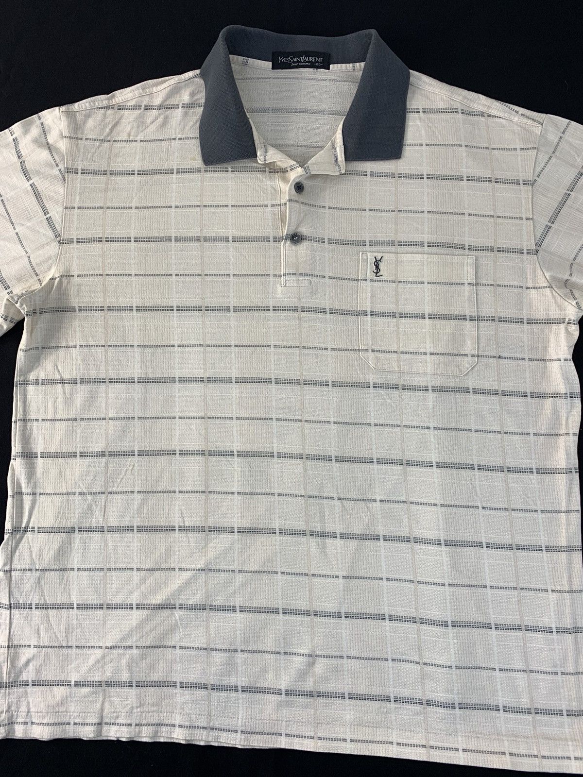 Vintage 90s Yves Saint Lauren Pour Homme Striped Pocket Polo Tee Size US XL / EU 56 / 4 - 3 Thumbnail