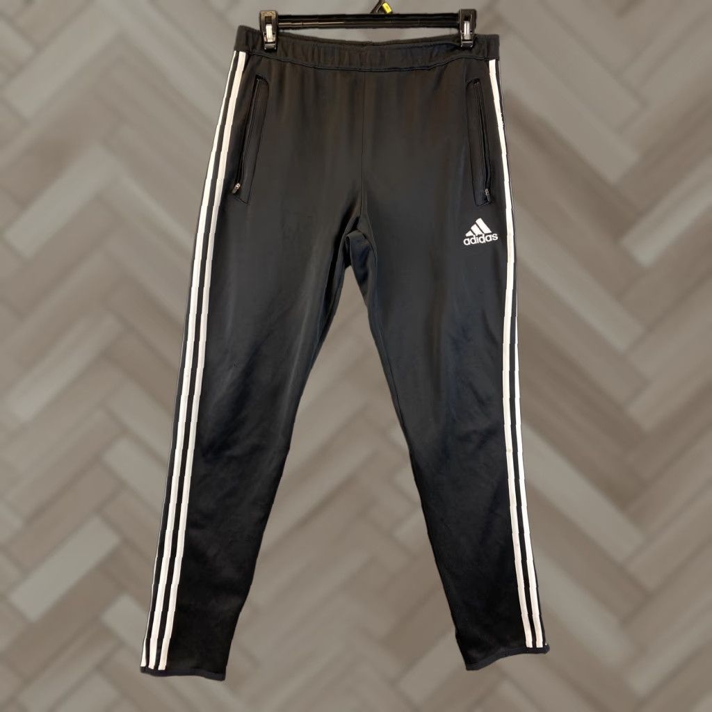 Adidas VINTAGE? No. Adidas Track Pants Black Mens Large Regular Athletic Pants 34-inch Waist Inseam 32 Drawstring Side Zip 69-59 Size US 33 - 1 Thumbnail
