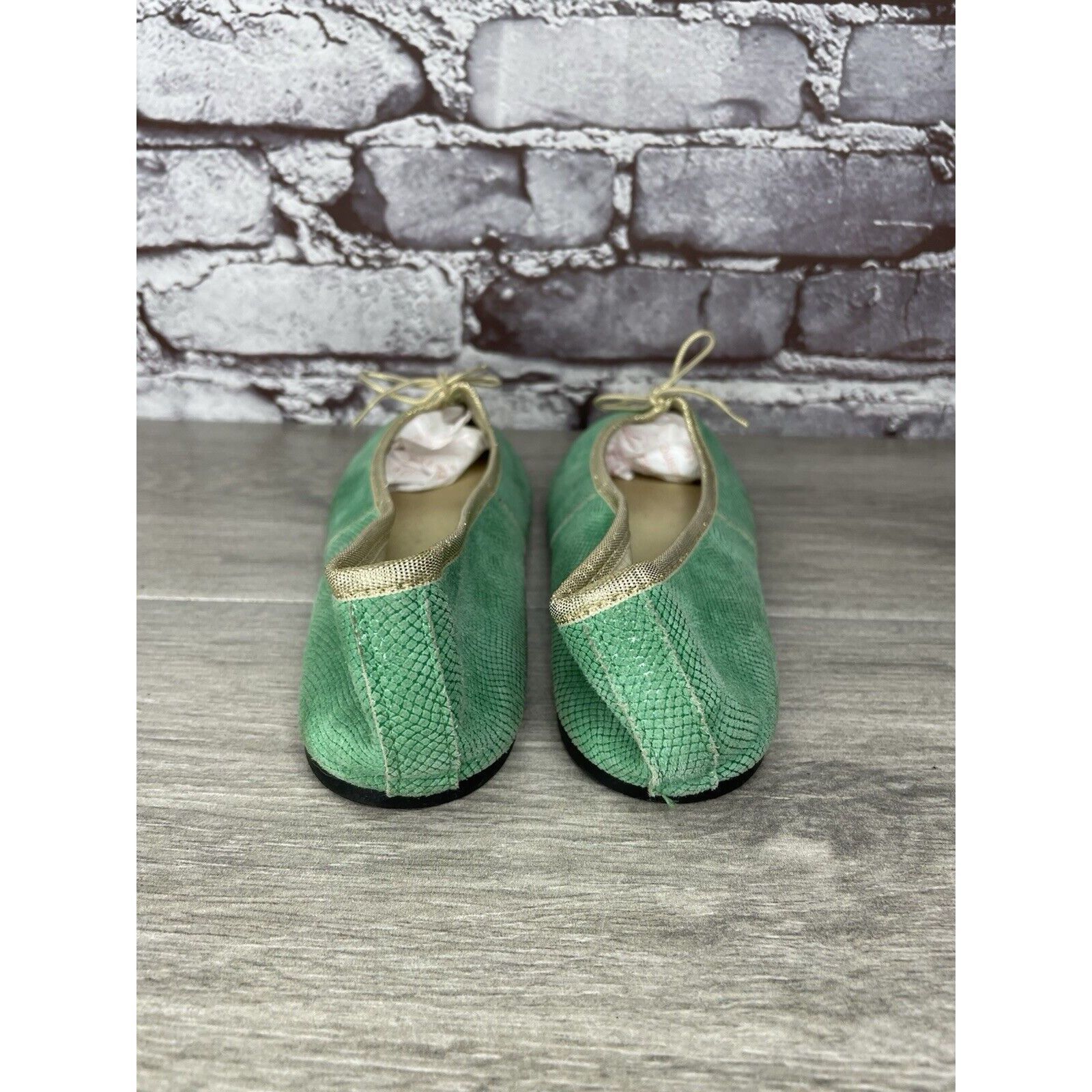 Other London Sole Green Leather Animal Print FRANCE Ballet Flats W Size US 8.5 / IT 38.5 - 3 Thumbnail