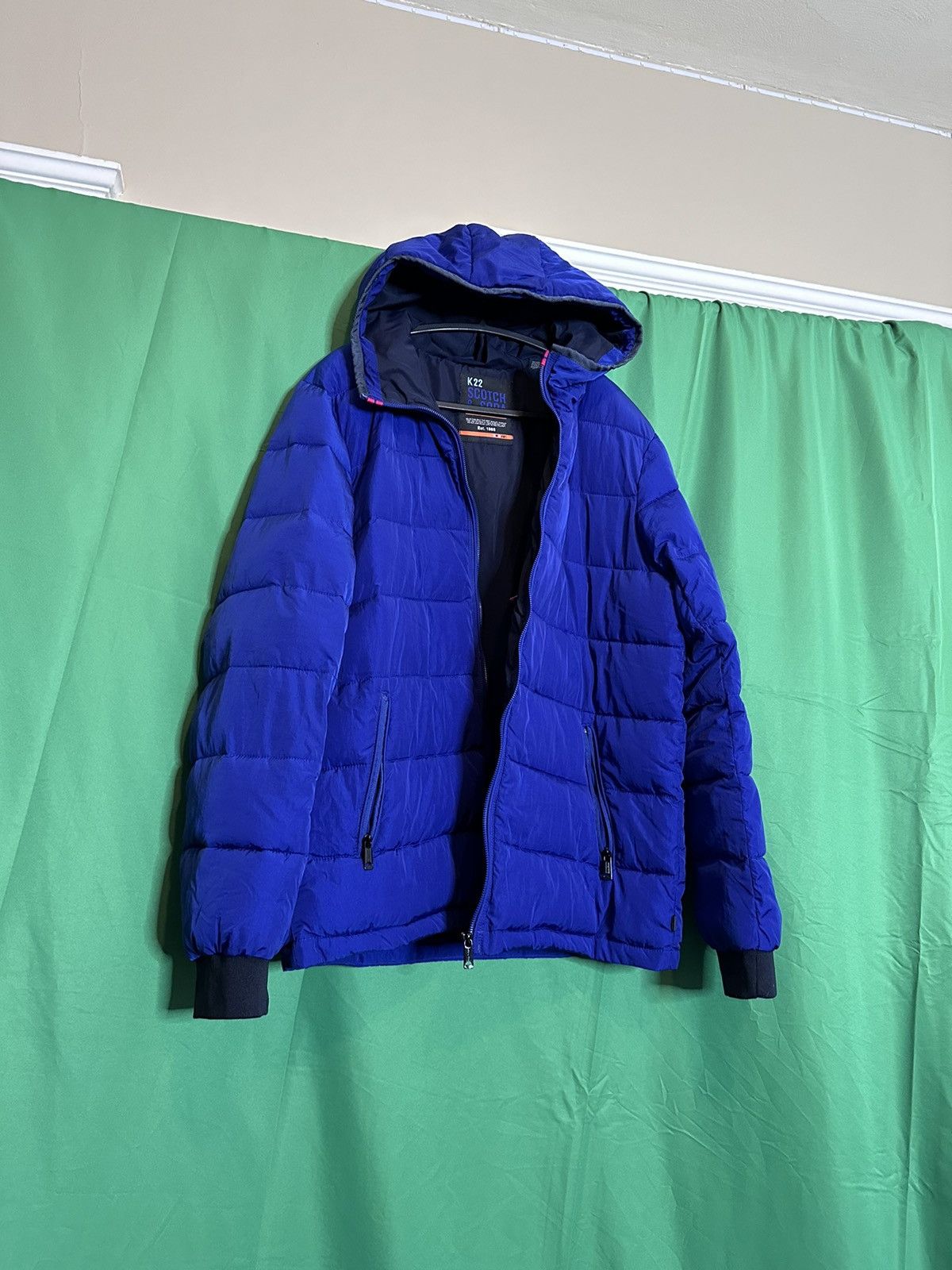 Scotch & Soda Zip-up hooded blue puffer coat Size US XL / EU 56 / 4 - 13 Thumbnail