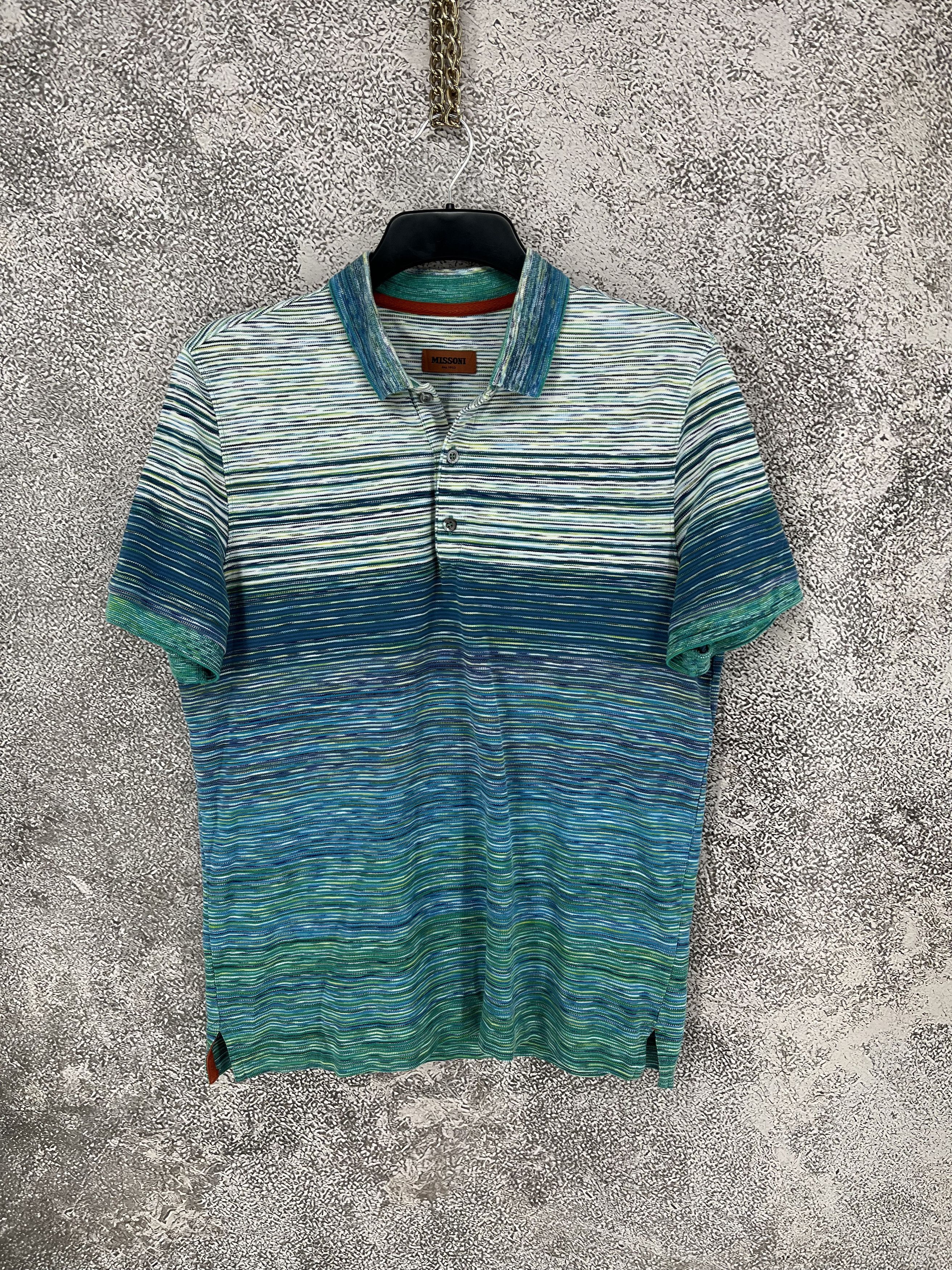 Missoni Rare Missoni Signature Blue Stripe Crewneck Tee Size-M Size US M / EU 48-50 / 2 - 1 Thumbnail