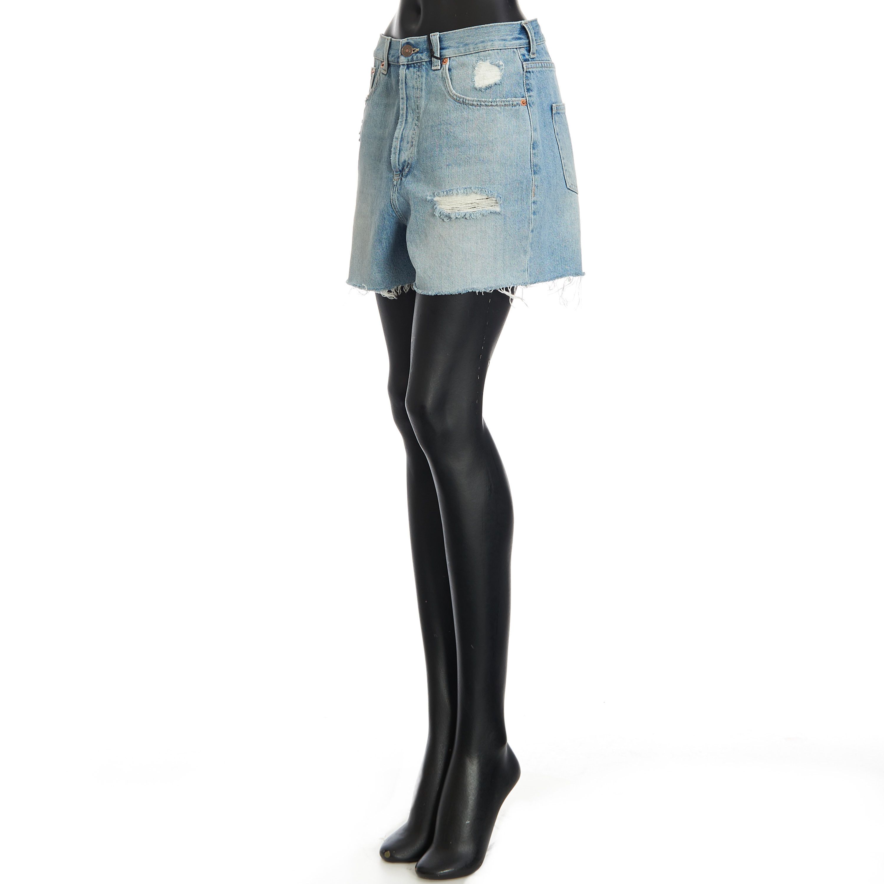 Gucci Denim Shorts With Logo In Blue Cotton Size 29" - 2 Thumbnail