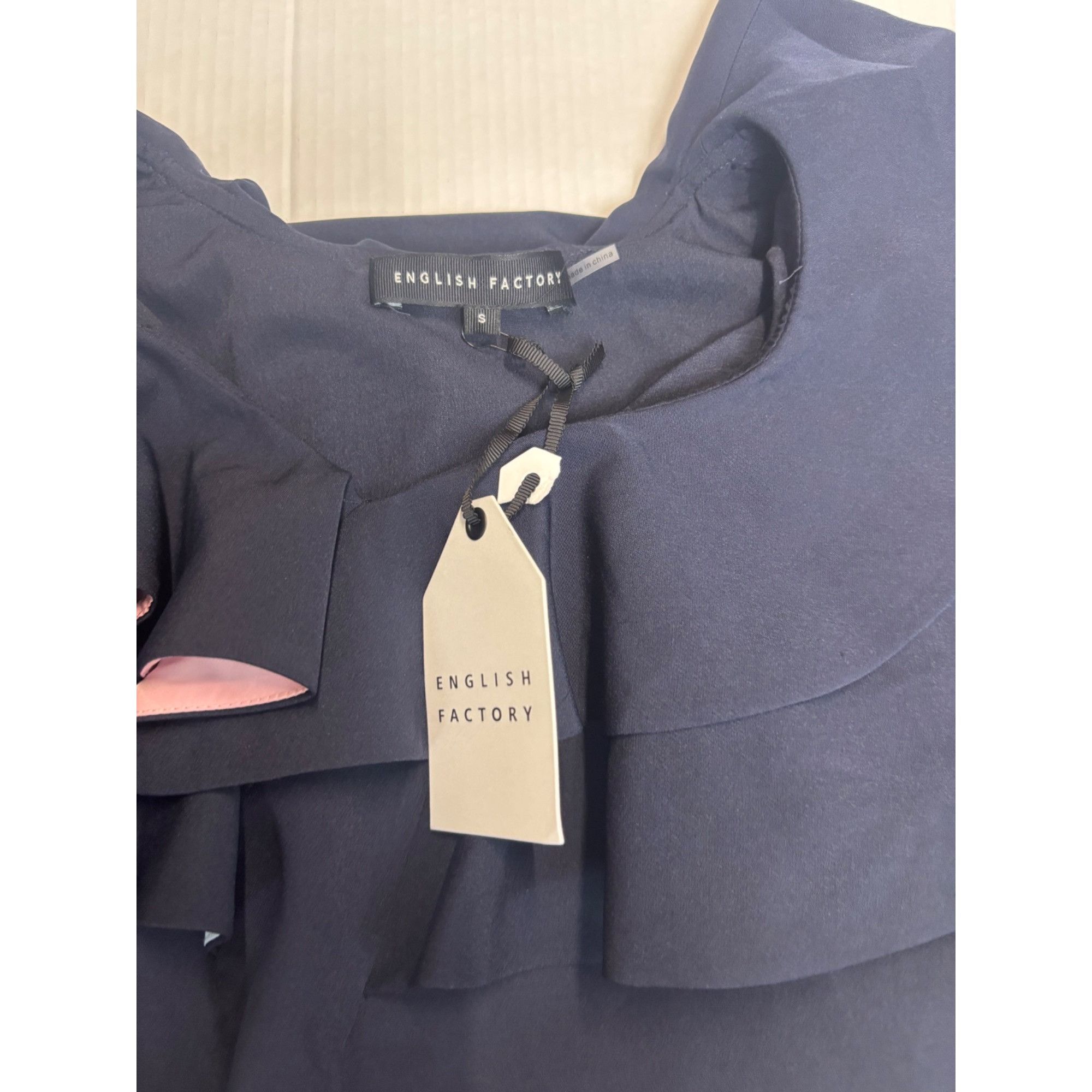 English Factory English Factory Multicolor Lined Ruffle Shift Dress, Navy, S Size S / US 4 / IT 40 - 6 Thumbnail