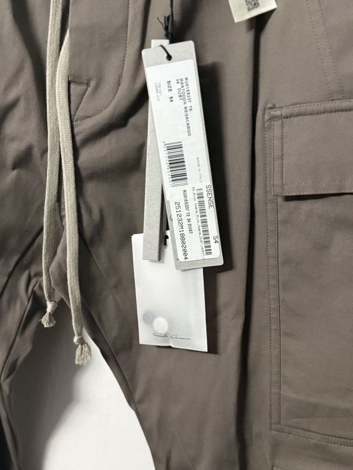 Rick Owens Rick Owen’s mastodon Cargo pants dust Size US 34 / EU 50 - 3 Thumbnail