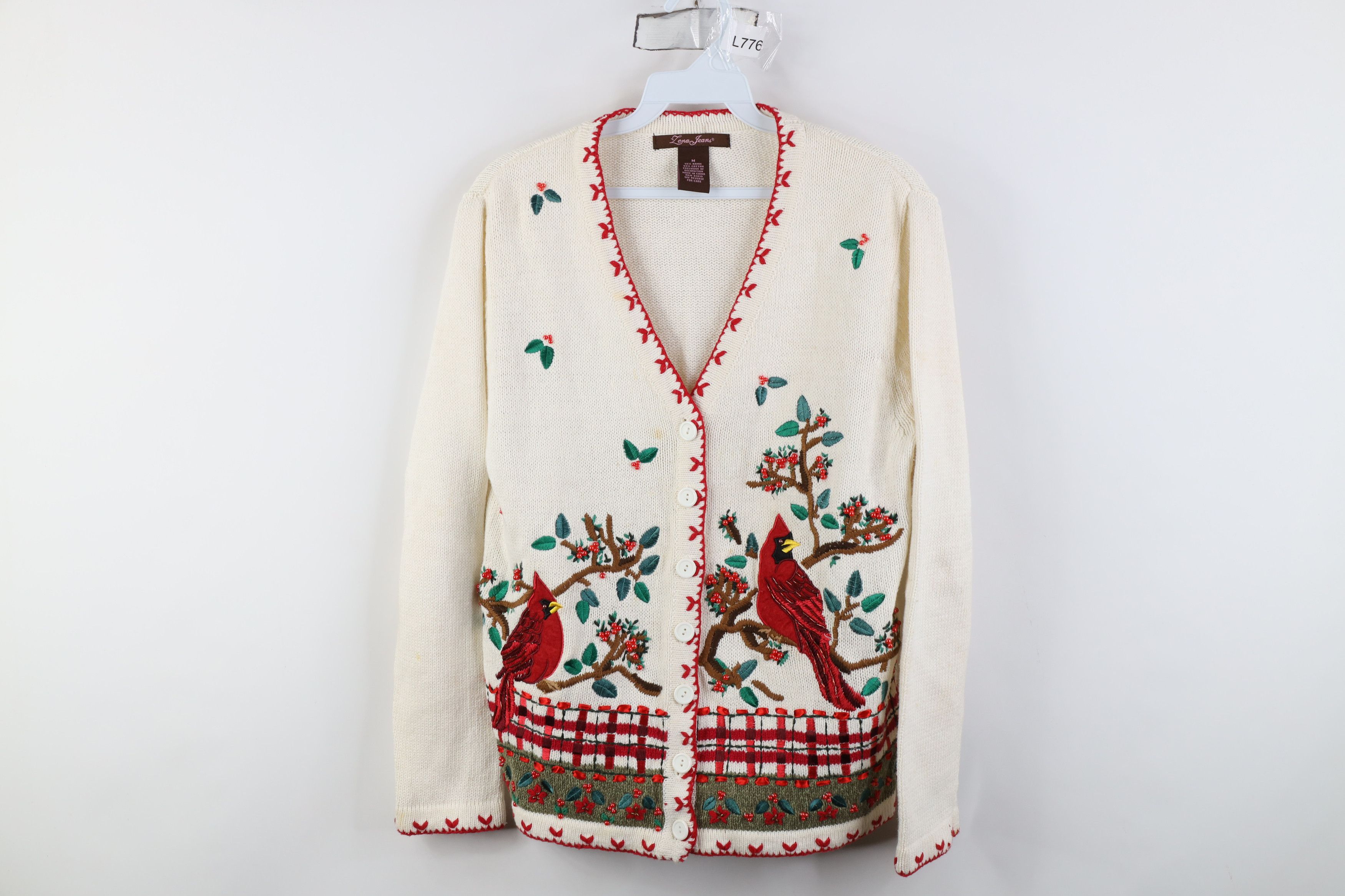 Vintage Vintage 90s Y2K Babydoll Nature Cardinal Bird Flower Sweater Size M / US 6-8 / IT 42-44 - 1 Thumbnail