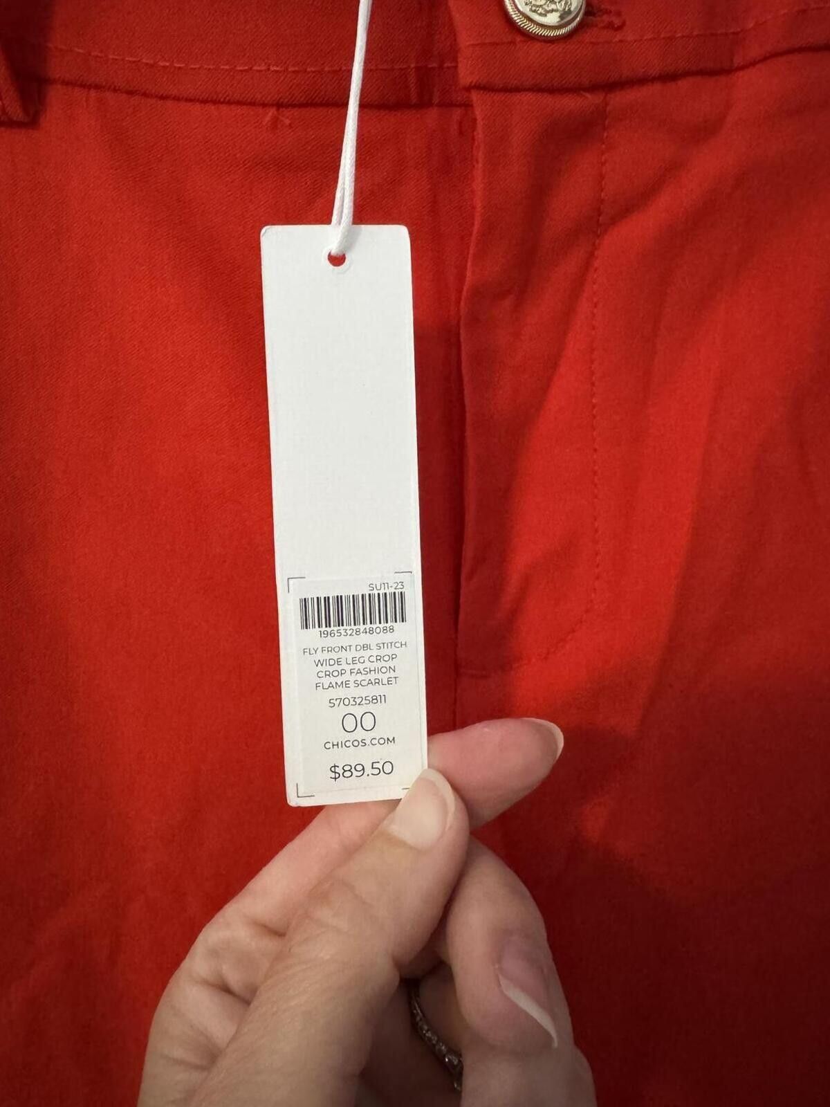 Chicos NWT Chico's Wide Leg Crop Flame Scartlet Size 25" / US 0 / IT 36 - 2 Thumbnail