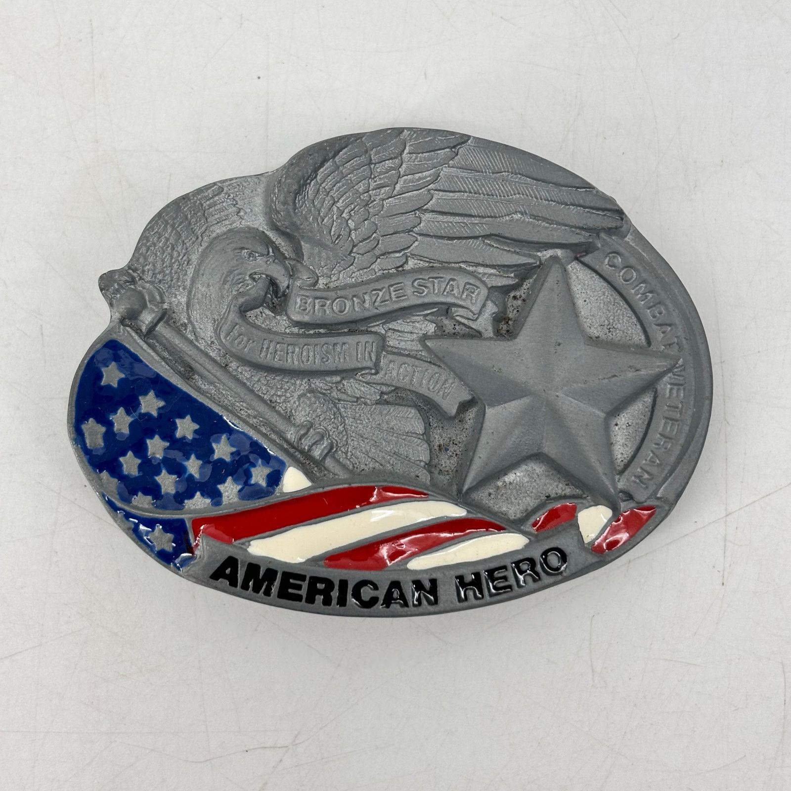 Vintage Great American Hero Belt Buckle Co. Red White Blue Patriotic Size ONE SIZE - 1 Thumbnail