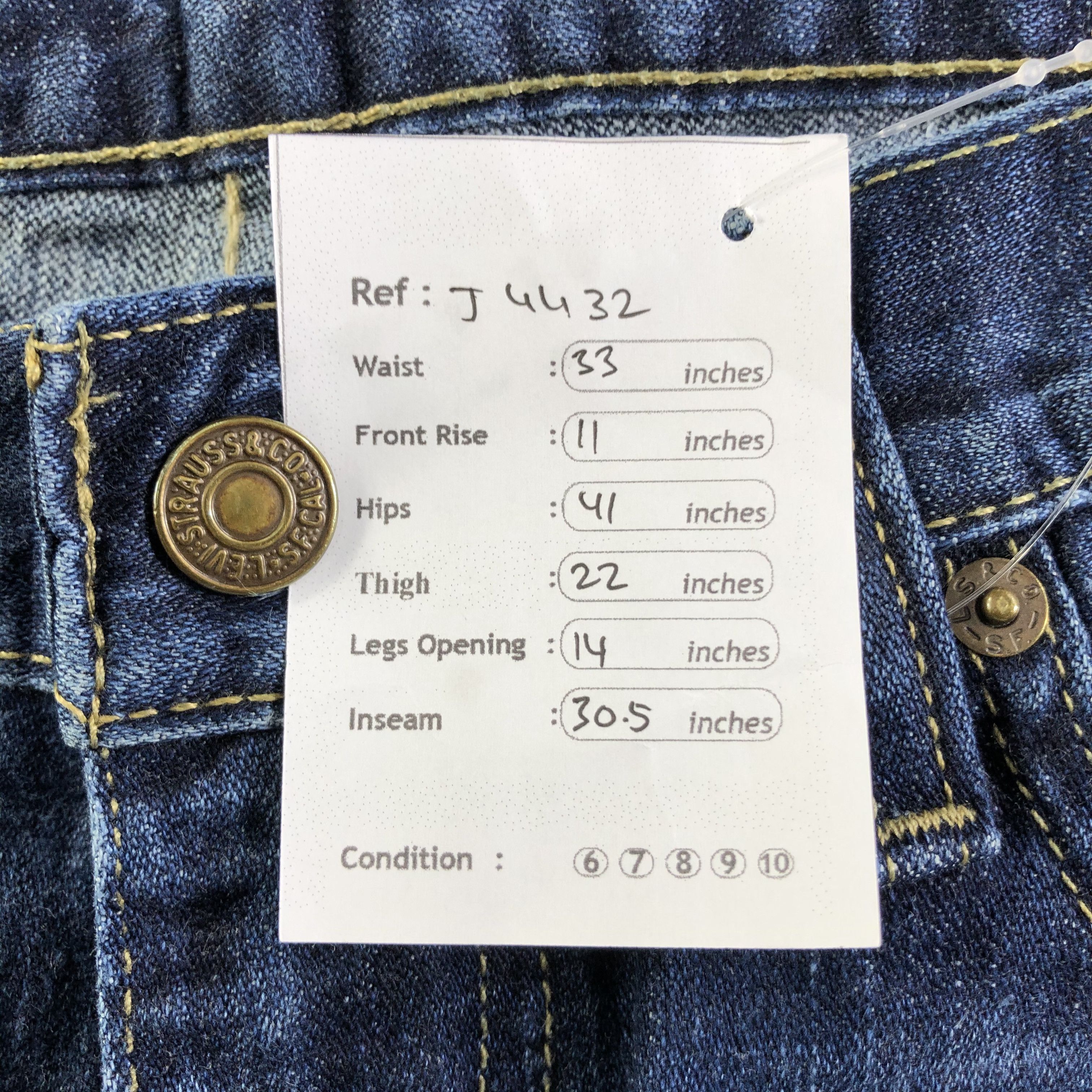 Levi's Vintage Blue Wash Levis 513 Jeans-J4432 Size US 33 - 11 Thumbnail