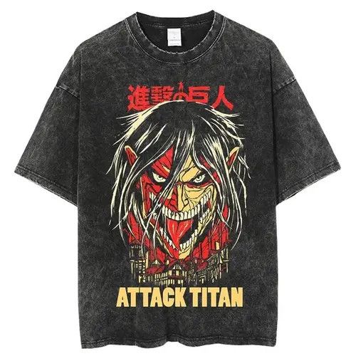 image of Designer Attack On Titan T-Shirt Anime in Black, Men's (Size Large)