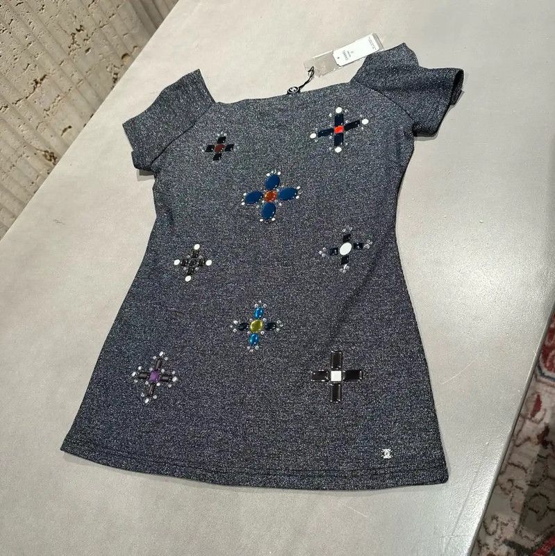 Chanel Chanel Gray Cotton Blend Women's T-Shirt 0089 Size M / US 6-8 / IT 42-44 - 1 Thumbnail