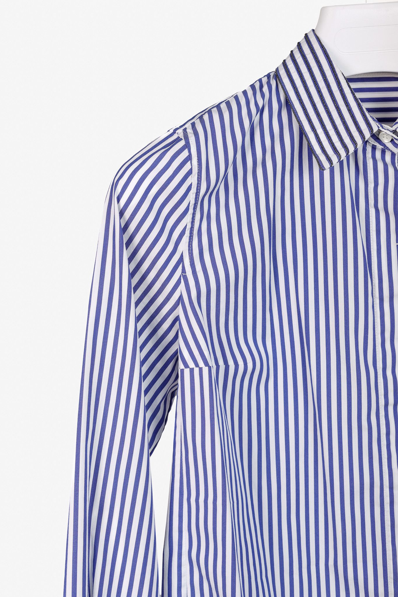 Brunello Cucinelli Brunello Cucinelli AW/16 Striped Monili-Bead Shirt Size M / US 6-8 / IT 42-44 - 7 Thumbnail
