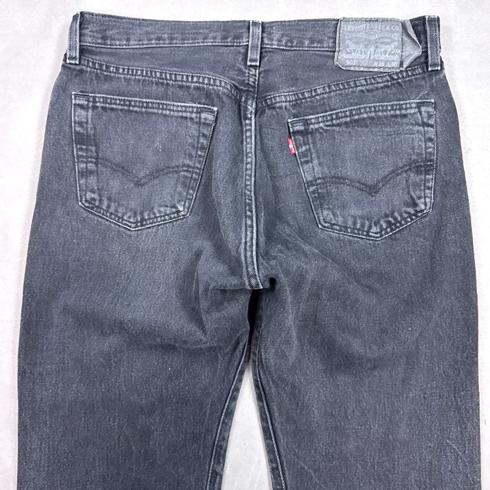 Levi's Levi's 501 Jeans Mens 34x27 Black Denim Pants Button Fly Dark Workwear (Tag36x30) Regular Mens Jeans Black 501 Series Vintage: No Size US 36 / EU 52 - 5 Thumbnail