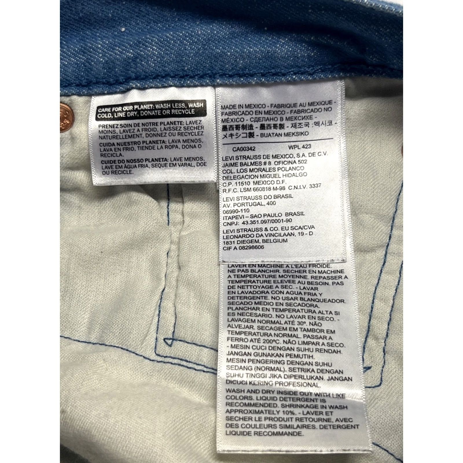 Levi's Levi's 501 Jeans Button Fly Straight Denim 40 x 32 Mens Blue Dark 100% Cotton Regular Fit Mexico Size US 40 / EU 56 - 4 Thumbnail
