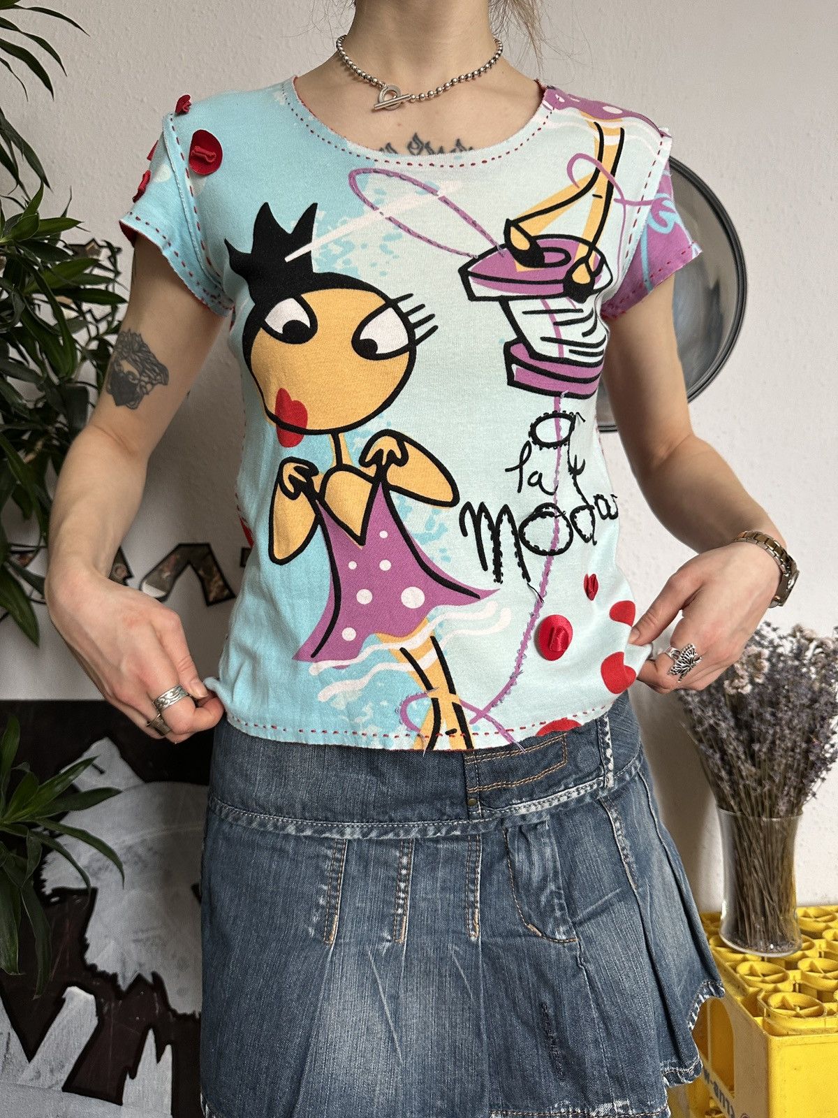If Six Was Nine × Seditionaries Graphic Printed Funky Top Patchwork Details like Custo Size M / US 6-8 / IT 42-44 - 7 Thumbnail