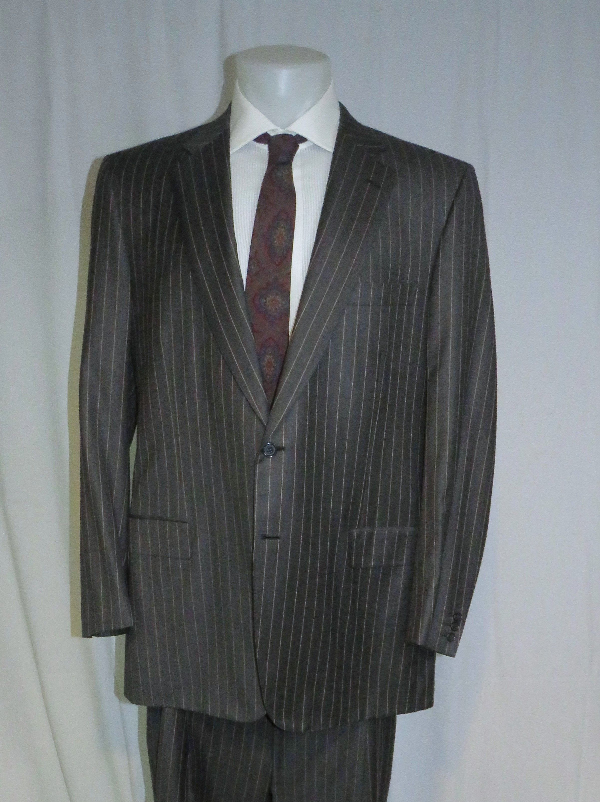 Brioni Pincio Super 150 Charcoal Stripe Two Button Suit 46L Size 46L - 3 Thumbnail