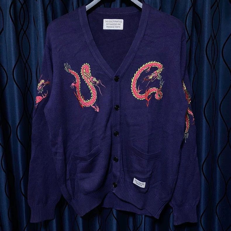 Wacko Maria Wacko Maria Knit Shirt Dragon Purple Shirt Size US M / EU 48-50 / 2 - 1 Thumbnail