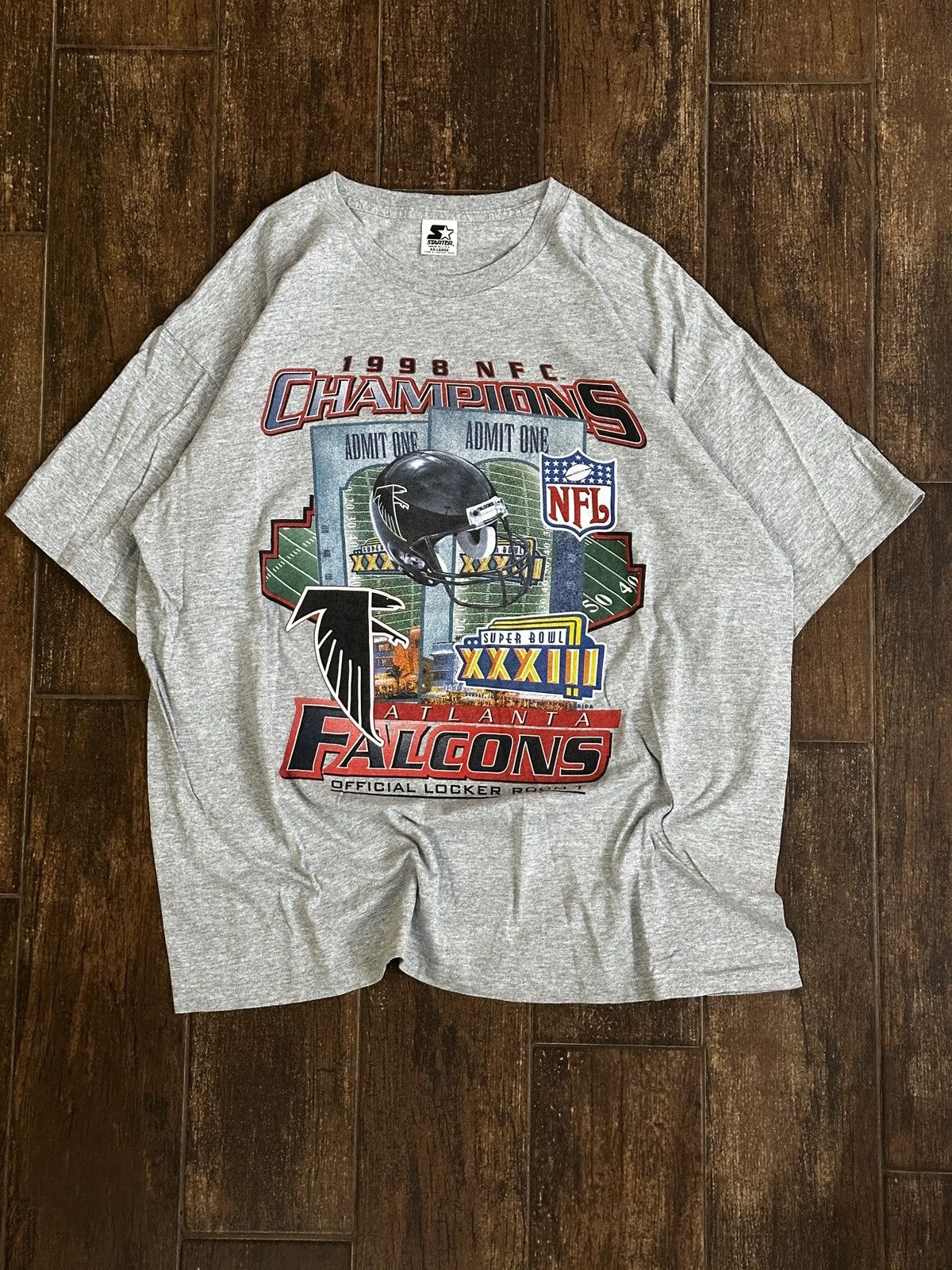 NFL × Starter × Vintage VTG 1998 Atlanta Falcons NFC Champions Locker Room Tee Size US XXL / EU 58 / 5 - 1 Thumbnail