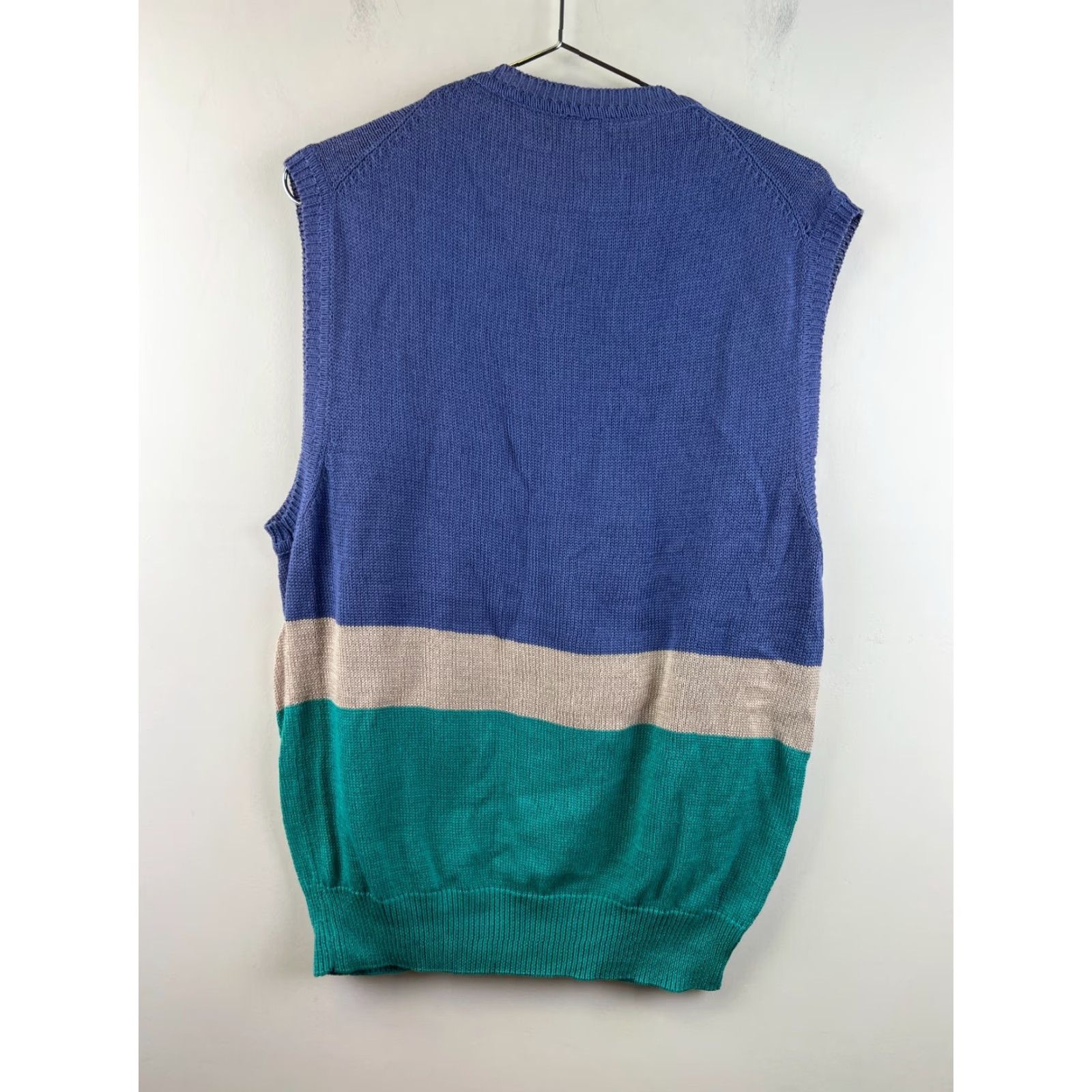 Nautica VINTAGE Wakefield Sweater Vest Blue Sailboat Embroidery L Men’s Knack Kennth Gordon 80s Nautical Beige Green USA Size US L / EU 52-54 / 3 - 2 Thumbnail