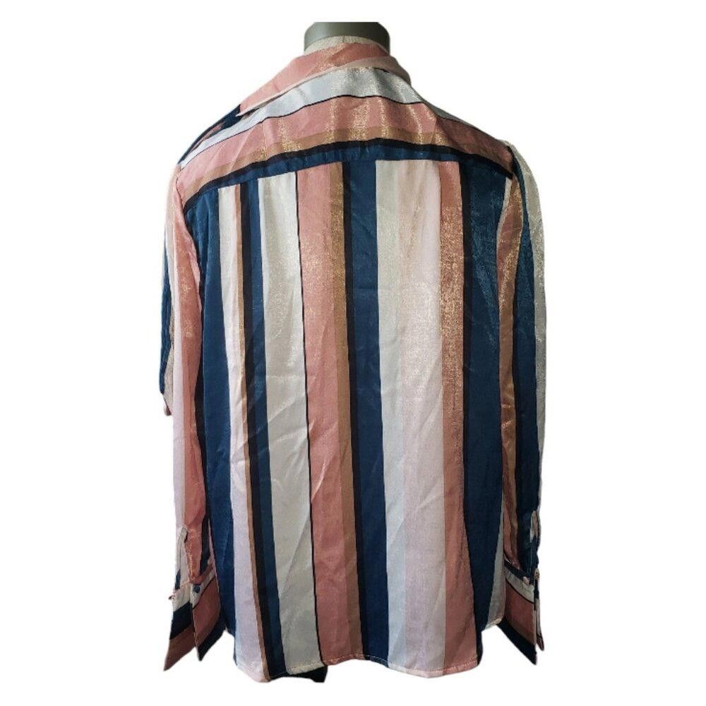 Worthington CT1636 Worthington NWT Petite Long Sleeve Satiny Feel Blouse Size XS / US 0-2 / IT 36-38 - 3 Thumbnail