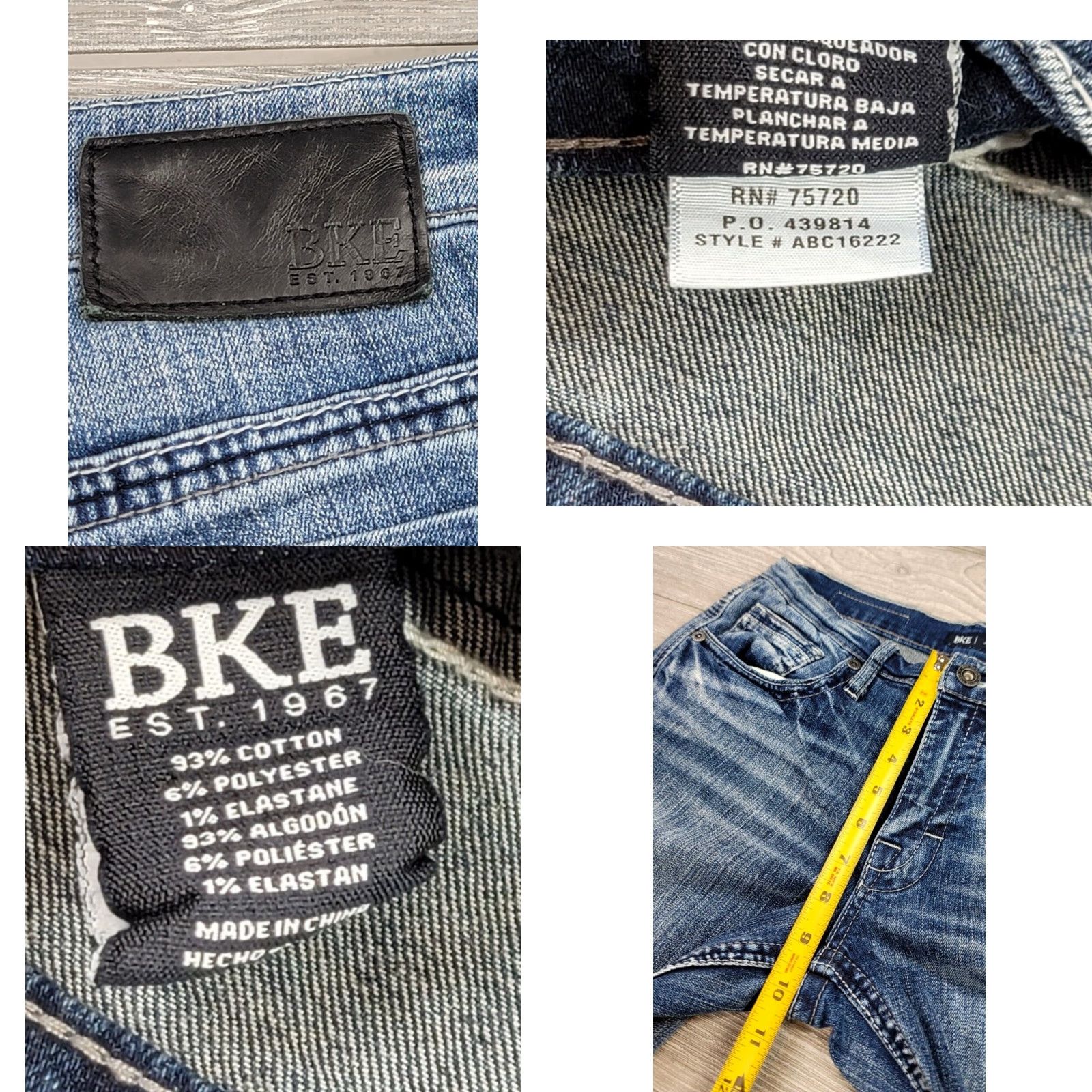 BKE BKE Jake Straight Jeans Men 31x27 Blue Denim Stretch Medium Wash Distressed Fade Regular Mens Size US 31 - 8 Thumbnail