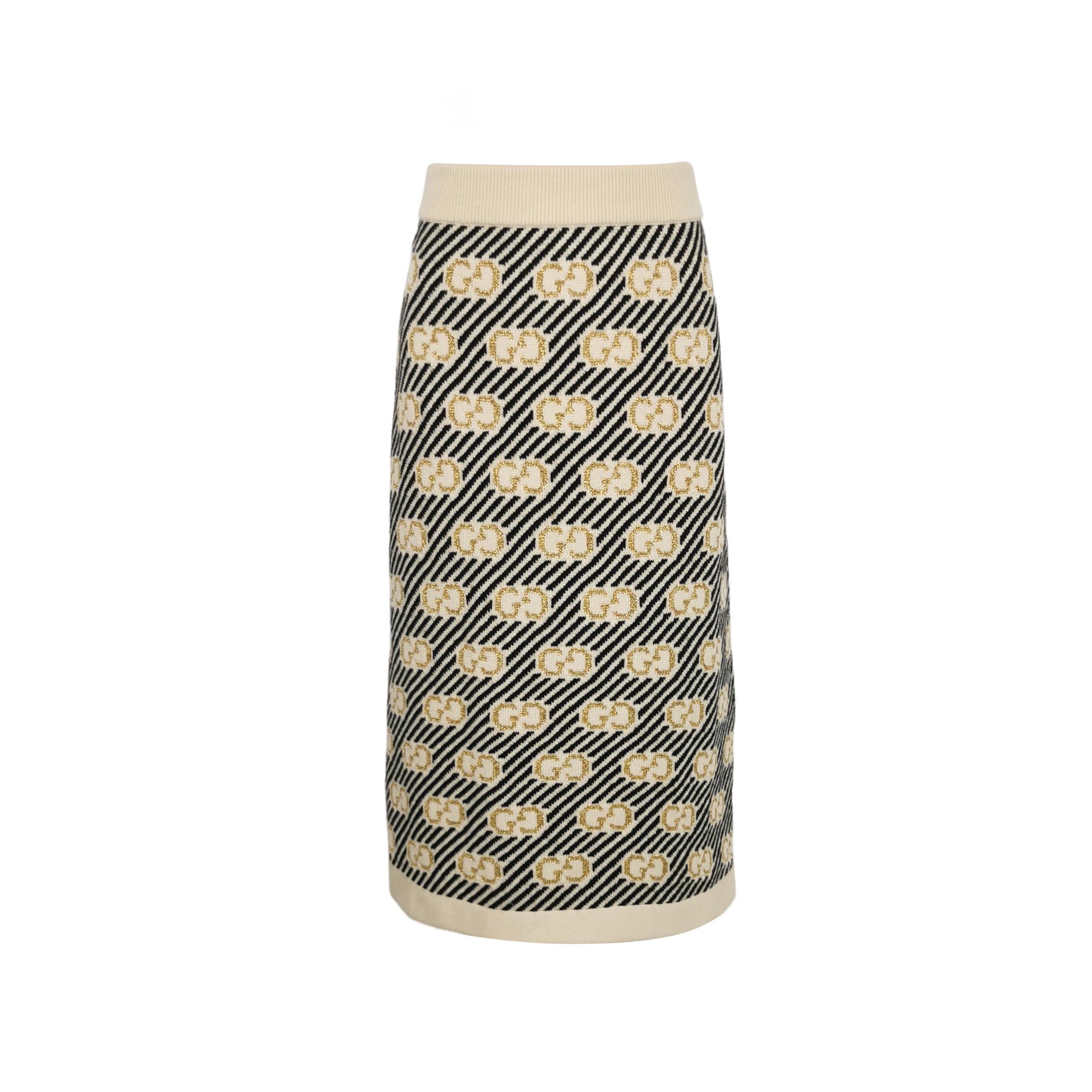 Gucci Gucci GG Logo Knit Midi Skirt XS Size 25" / US 0 / IT 36 - 1 Thumbnail
