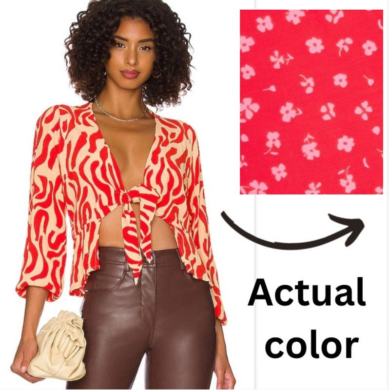 FAITHFULL NWT Faithfull The Brand Tie Blouse Red Print Floral Sz S Size S / US 4 / IT 40 - 1 Thumbnail