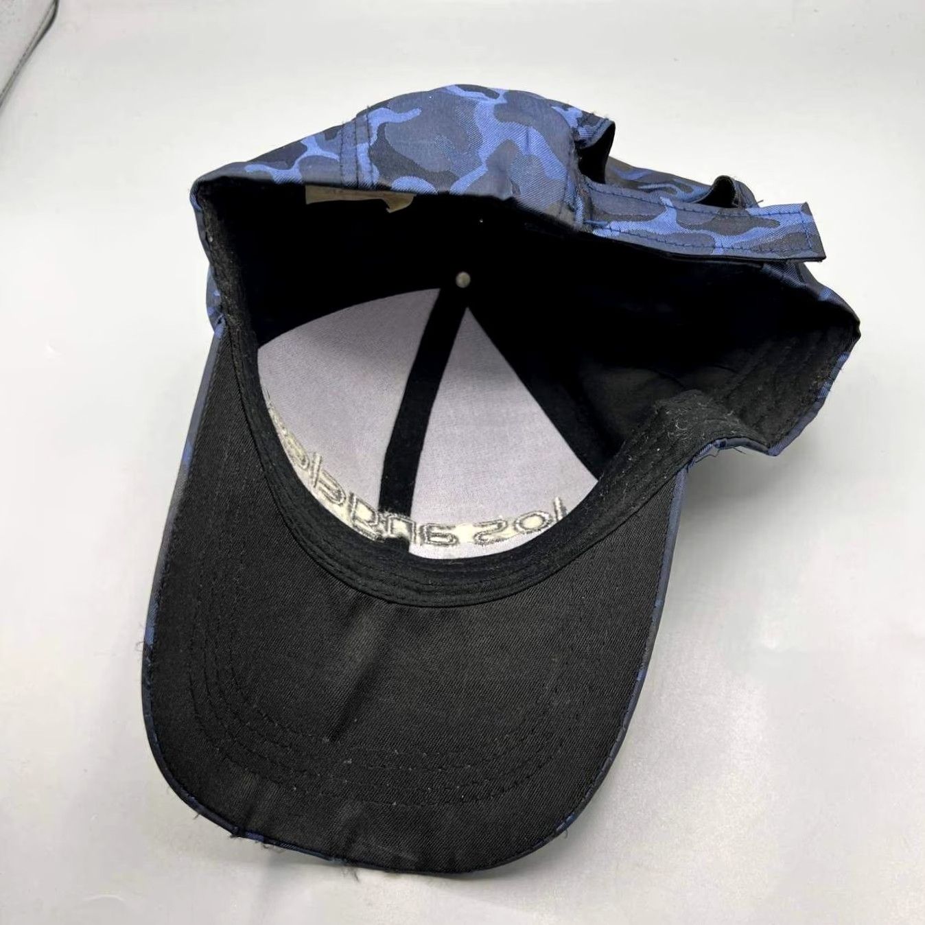 Vintage Los Angeles Hat Men Blue Black Camouflage Embroidered Strap Back Cap Size ONE SIZE - 2 Thumbnail