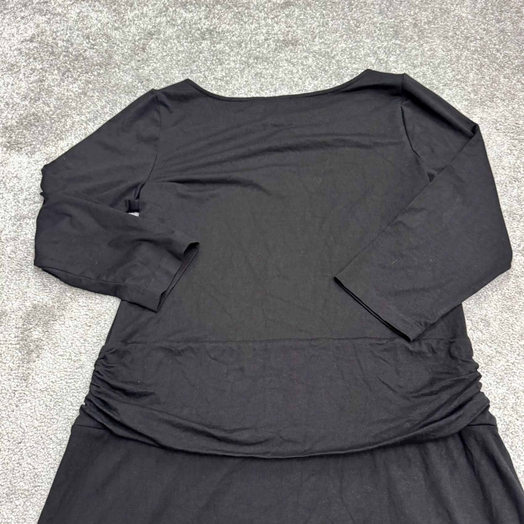 Talbots Talbots Dress 3/4 Sleeve Boat Neck Ruched Jersey Midi Womens Large Black NWT Size L / US 10 / IT 46 - 3 Thumbnail