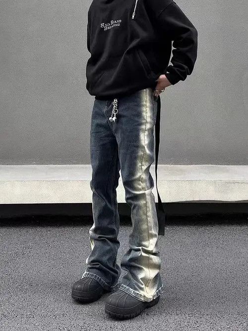image of Vintage Wash Gradient Bootcut Jeans in Blue, Men's (Size 32)