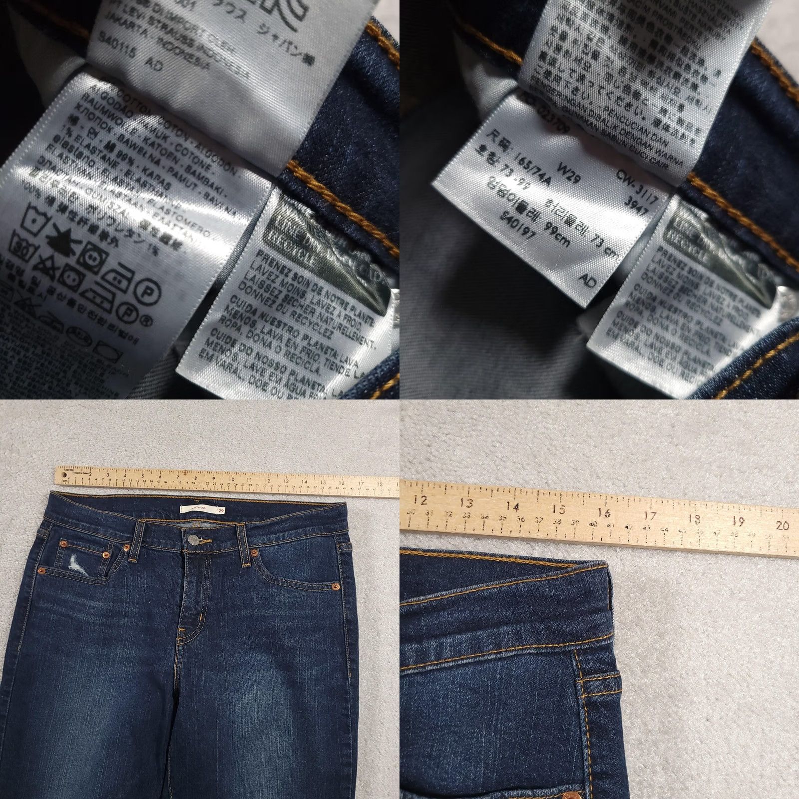 Levi's Levi's 501 Boyfriend Jeans Womens 29 Blue Distressed Ripped Knee Denim Pants Size 29" - 8 Thumbnail