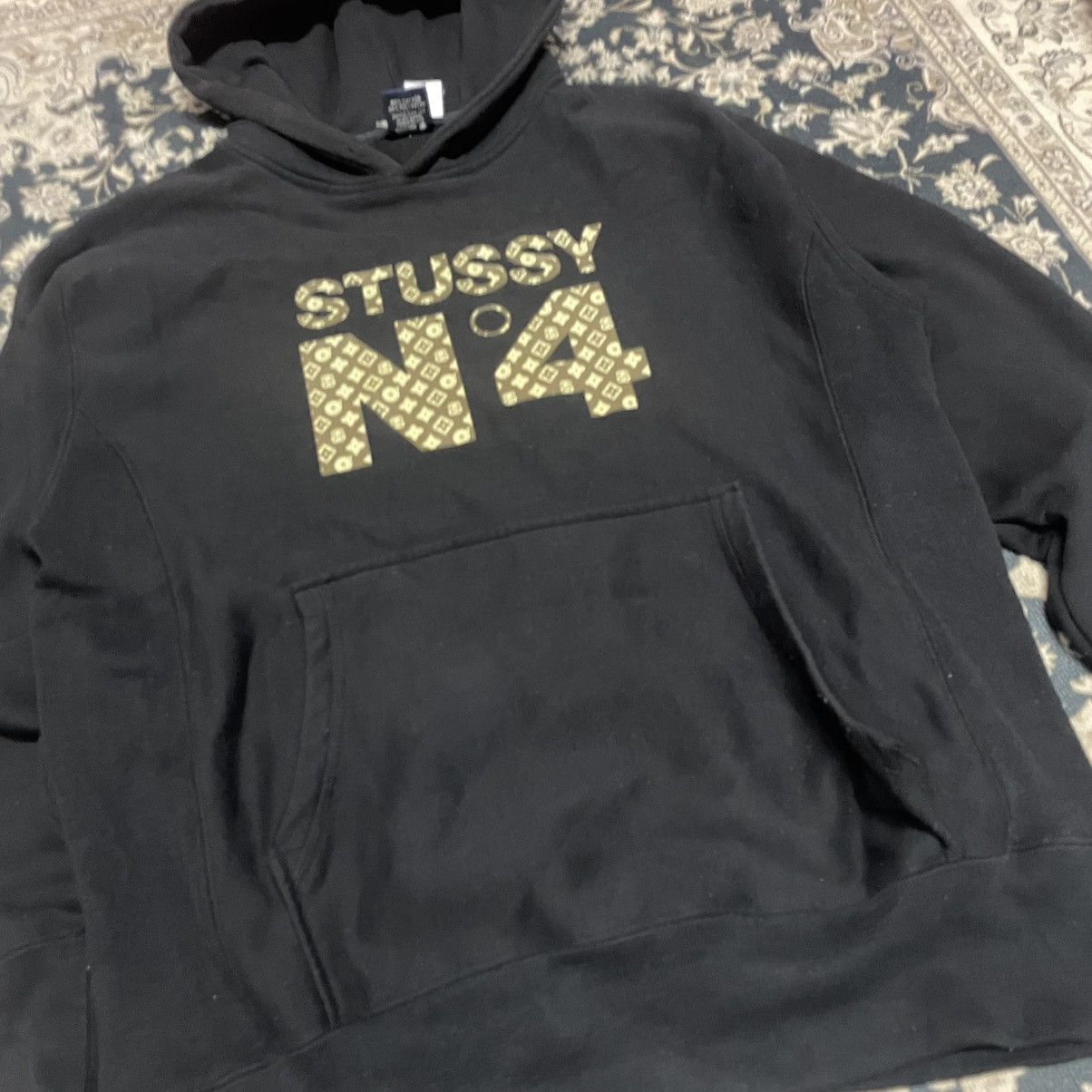 Stussy × Vintage Vintage 1990s Stussy N4 Monogram hoodie Size US L / EU 52-54 / 3 - 4 Thumbnail