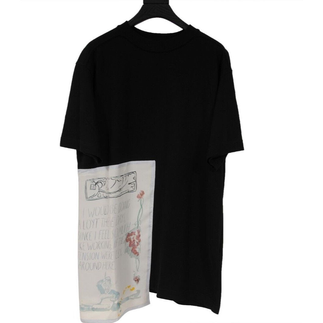 image of Dior Mens Raymond Pettibon Floral Poem Patch T Shirt in Black (Size Medium)