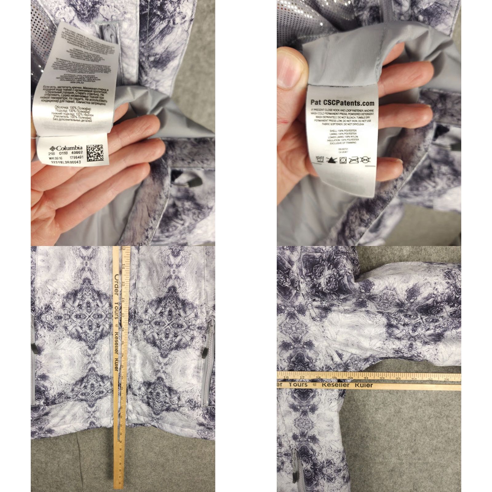 Vintage Columbia Snow Gem Jacket Women's Large Gray Abstract AOP Omni Heat Puffer Size L / US 10 / IT 46 - 8 Thumbnail