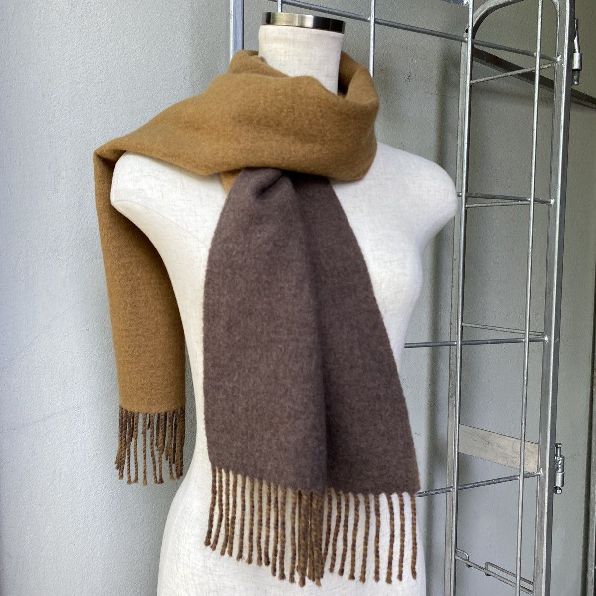 Lancel LANCEL Embroidered Edge Wool Scarf in Mocha & Taupe Size ONE SIZE - 1 Thumbnail