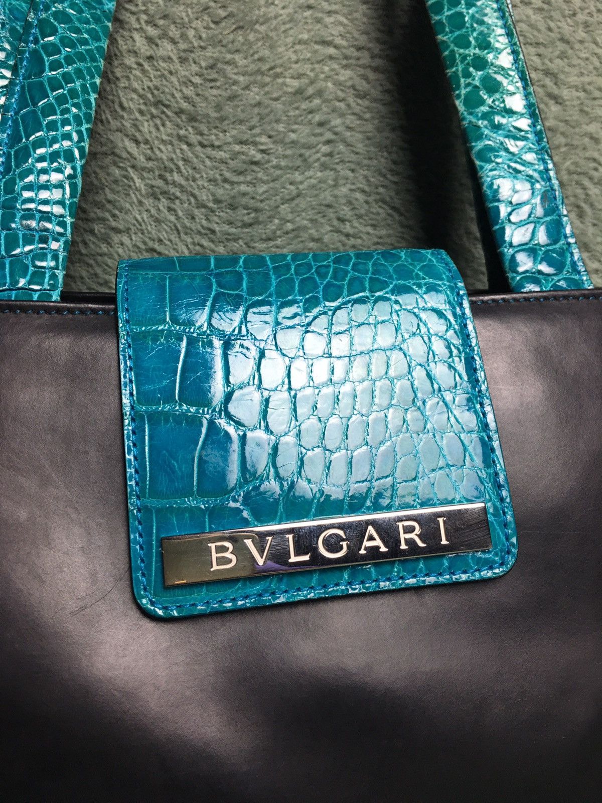 Bvlgari BVLGARI Black Rubber Leather Crocodile Vintage Bag Size ONE SIZE - 3 Thumbnail