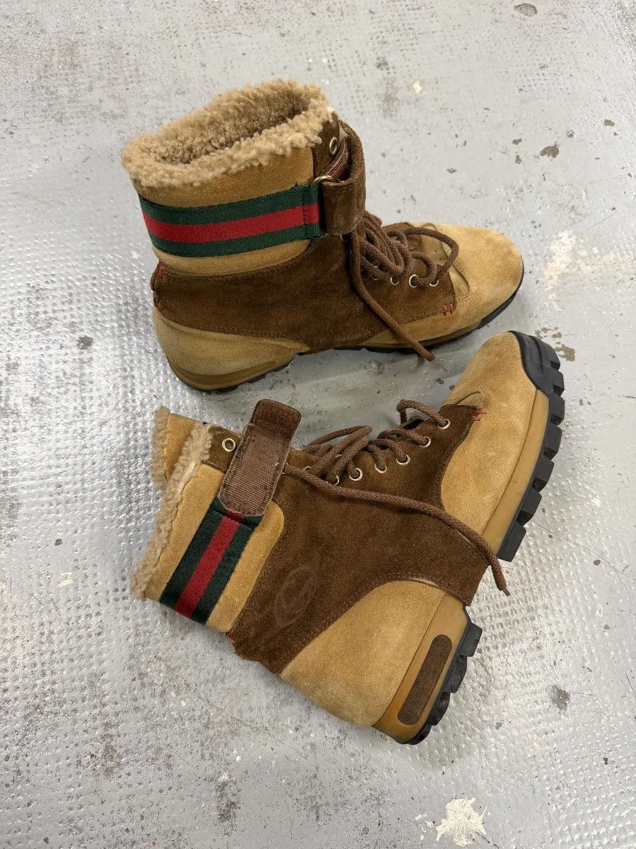 Gucci 2000s Gucci Beige & Brown Shearling Boots Size US 8.5 / EU 41-42 - 3 Thumbnail