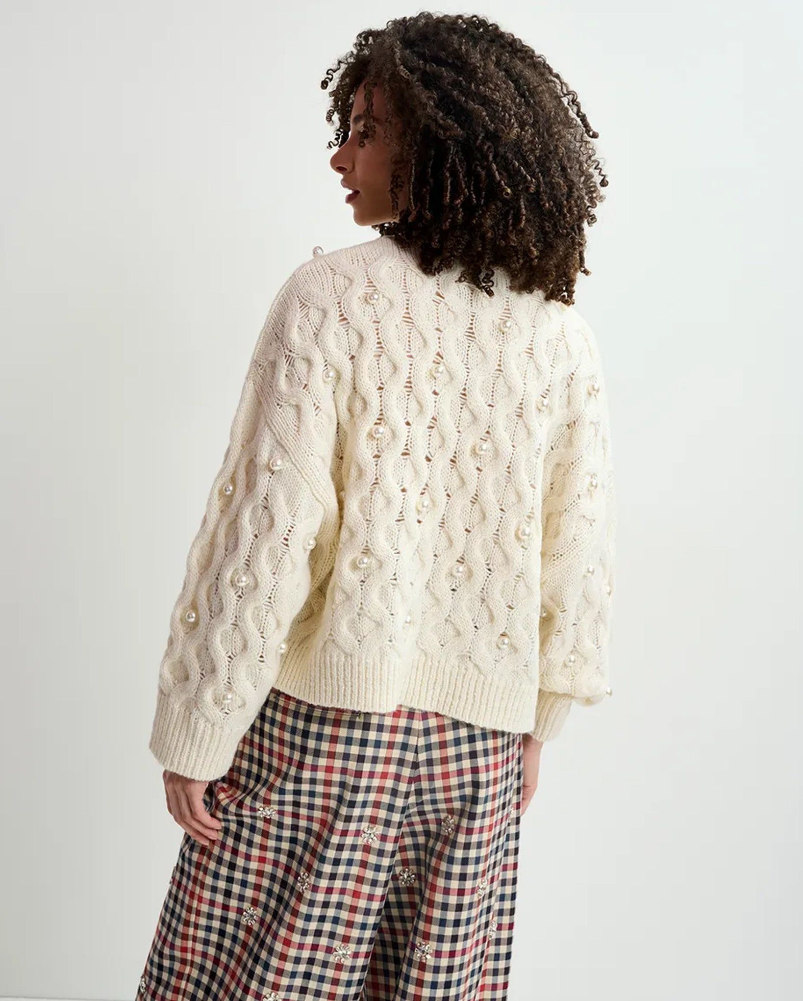Essentiel Antwerp Essential Antwerp Cable Knitted Sweater Pearl Embellishments Size S / US 4 / IT 40 - 4 Thumbnail