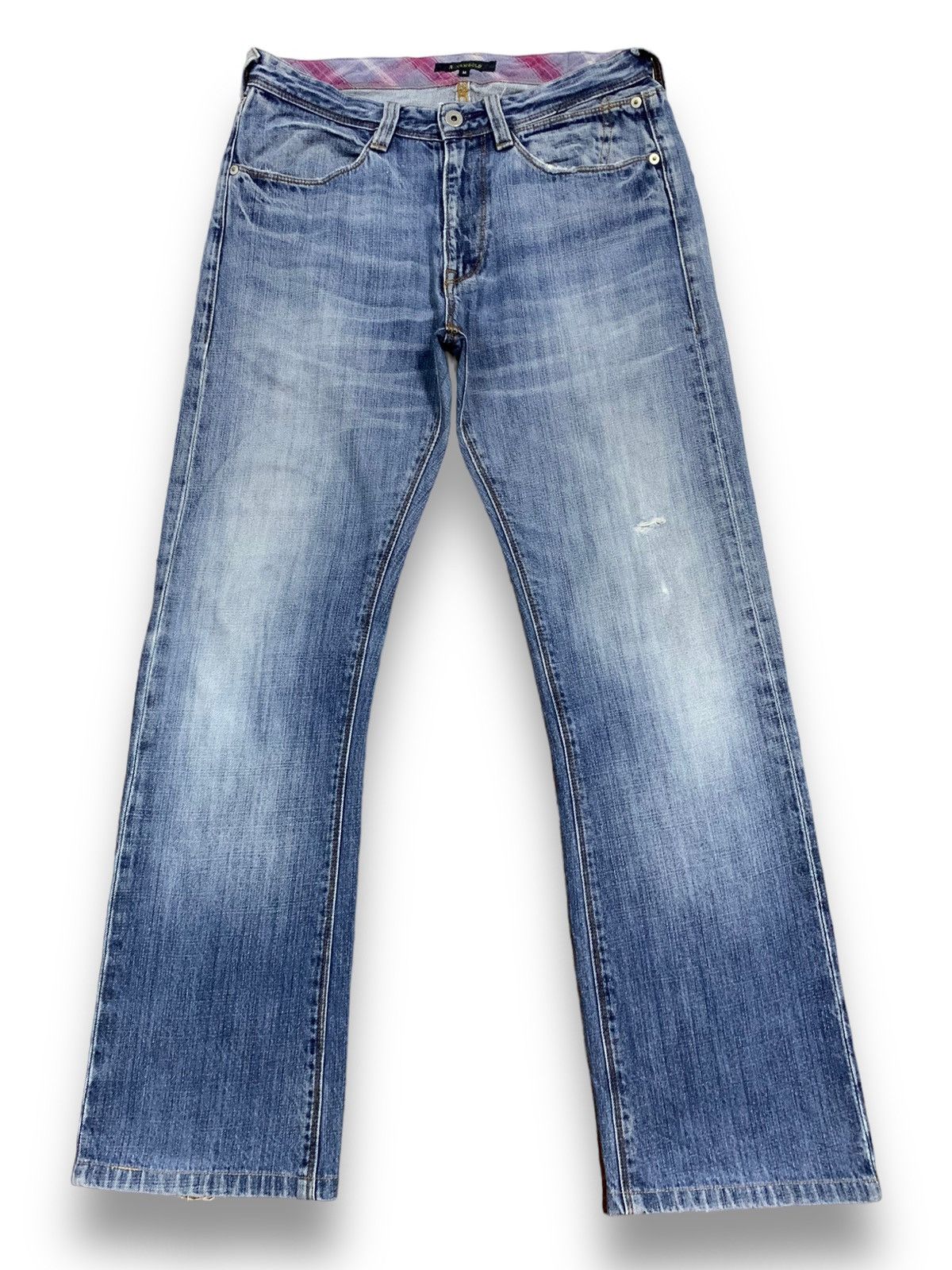 image of Vintage 90's R.newbold Ripped Denim Jeans By Paul Smith in Washed Blue, Men's (Size 30)