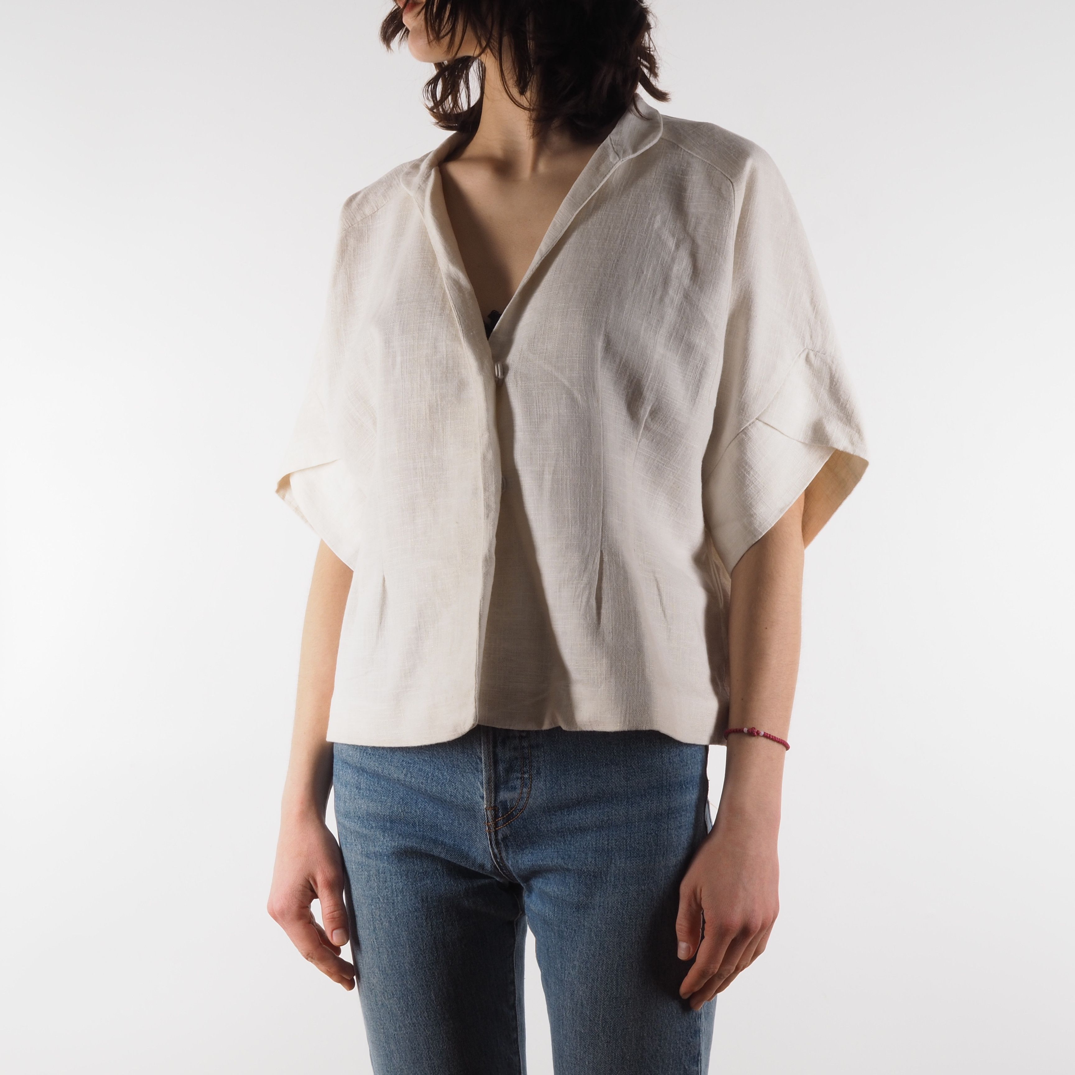 Stella McCartney STELLA MCCARTNEY Vintage Linen Ivory Cape Kimono Jacket Size S / US 4 / IT 40 - 2 Thumbnail