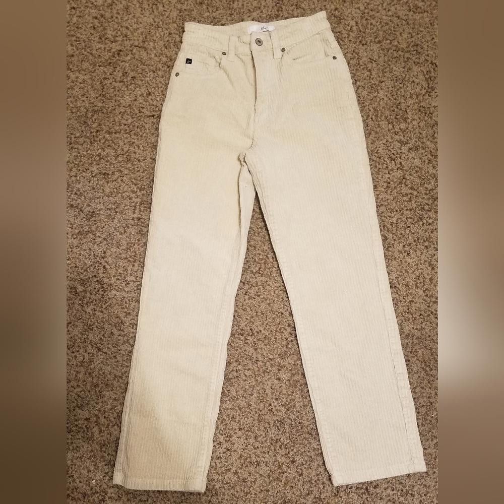Designer KanCan Cream Corduroy Pants Size 25 Size 25" / US 0 / IT 36 - 2 Thumbnail