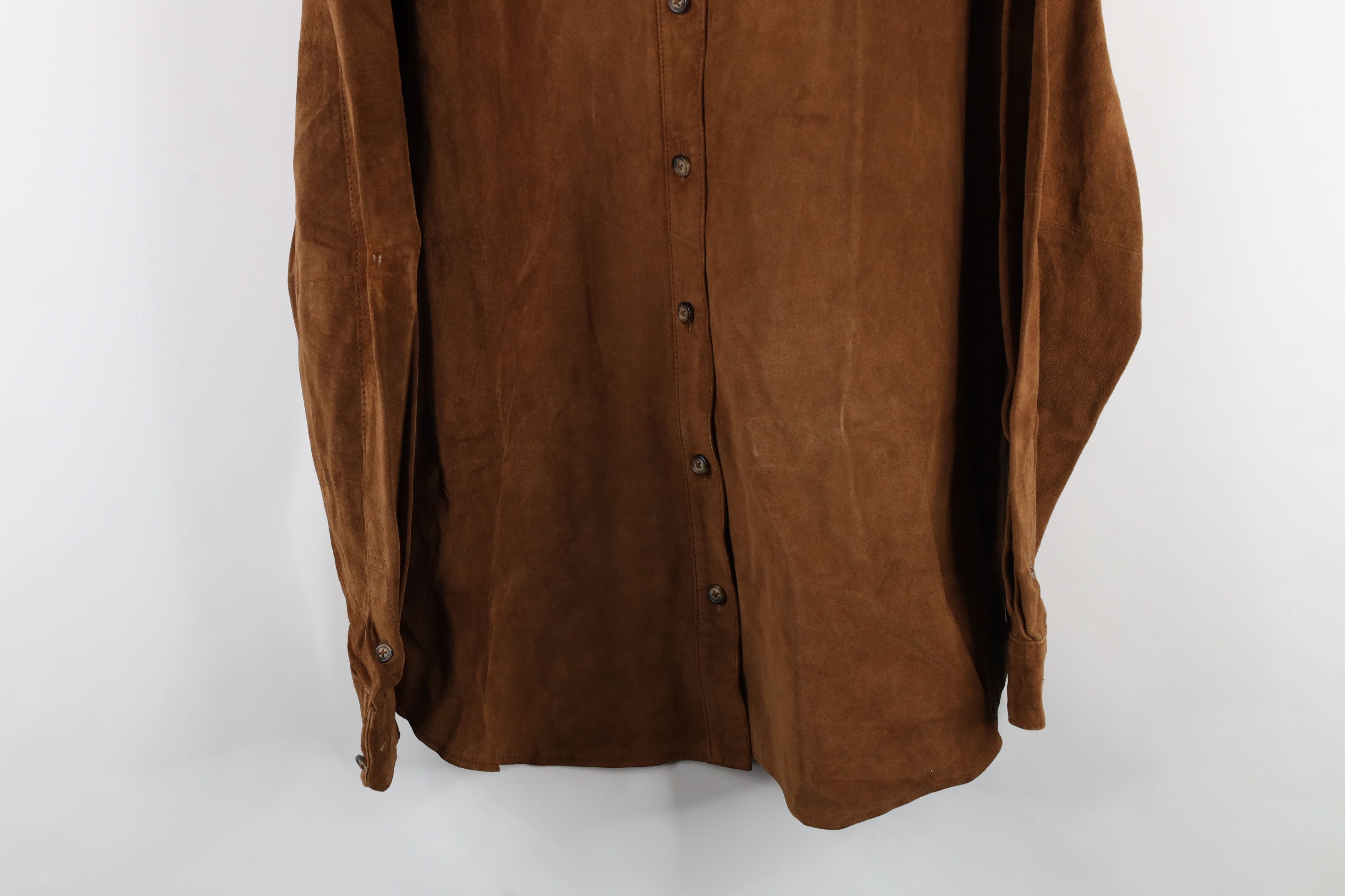 Vintage Vintage 90s Streetwear Suede Leather Shirt Jacket Jac Shirt Size XL / US 12-14 / IT 48-50 - 3 Thumbnail