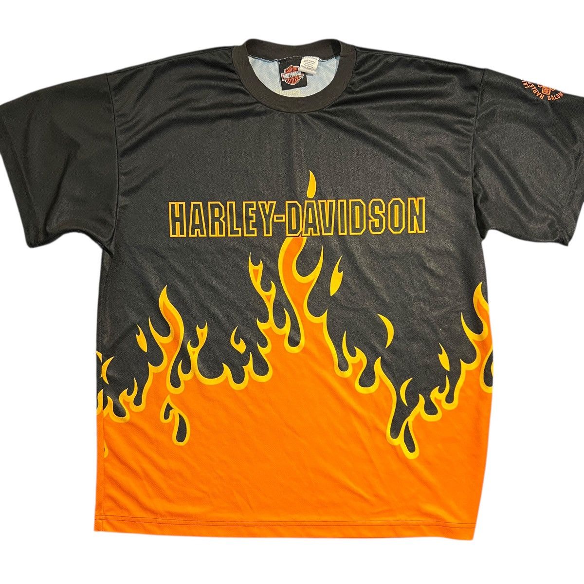 Harley Davidson Vintage 00s HARLEY DAVIDSON Flame AOP T Shirt Size US XL / EU 56 / 4 - 1 Thumbnail