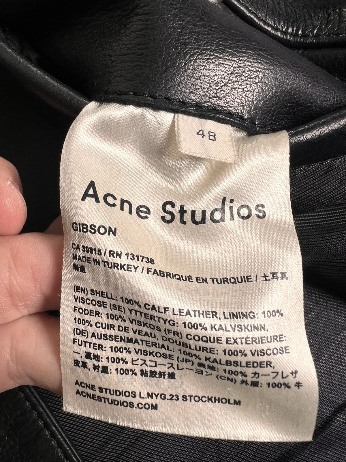 Acne Studios Acne Studios Gibson Black Calf Leather Biker Jacket Size 48 Size US M / EU 48-50 / 2 - 9 Thumbnail